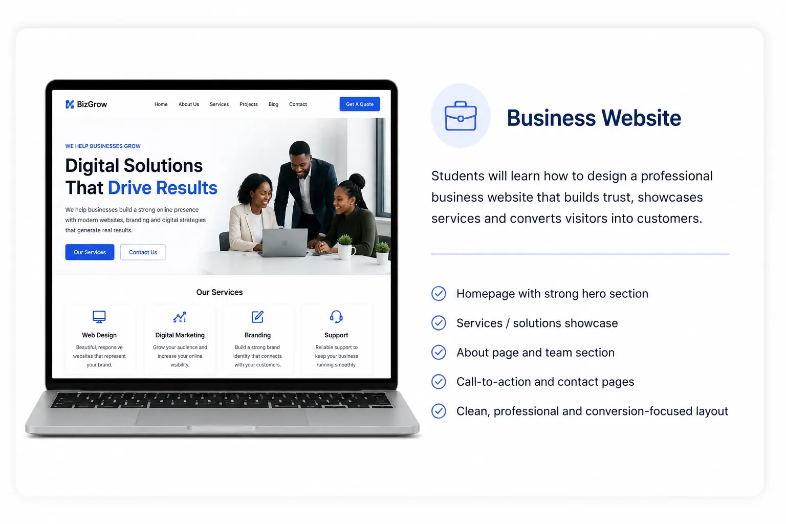 Business website project mockup