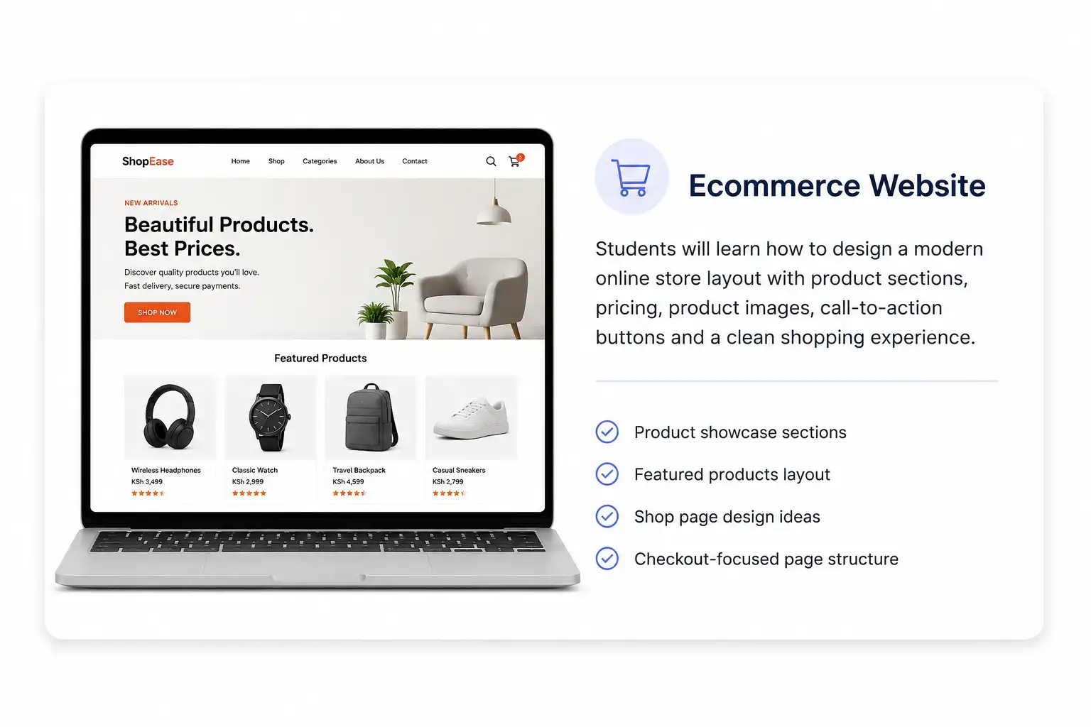 Ecommerce website project mockup