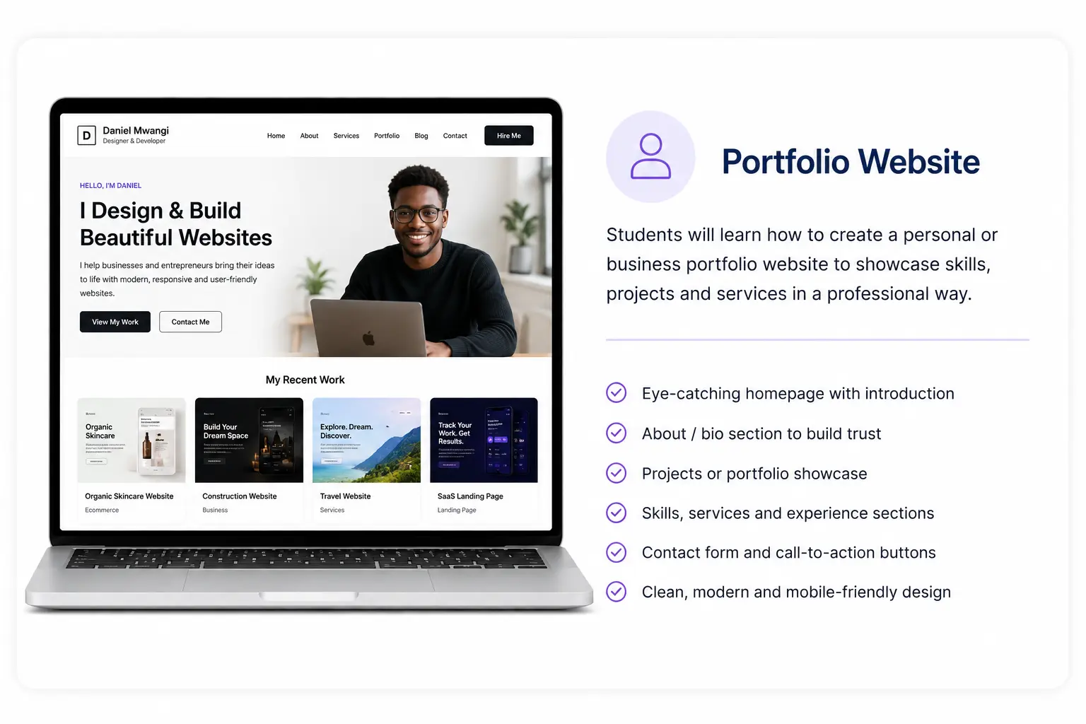 Portfolio website project mockup