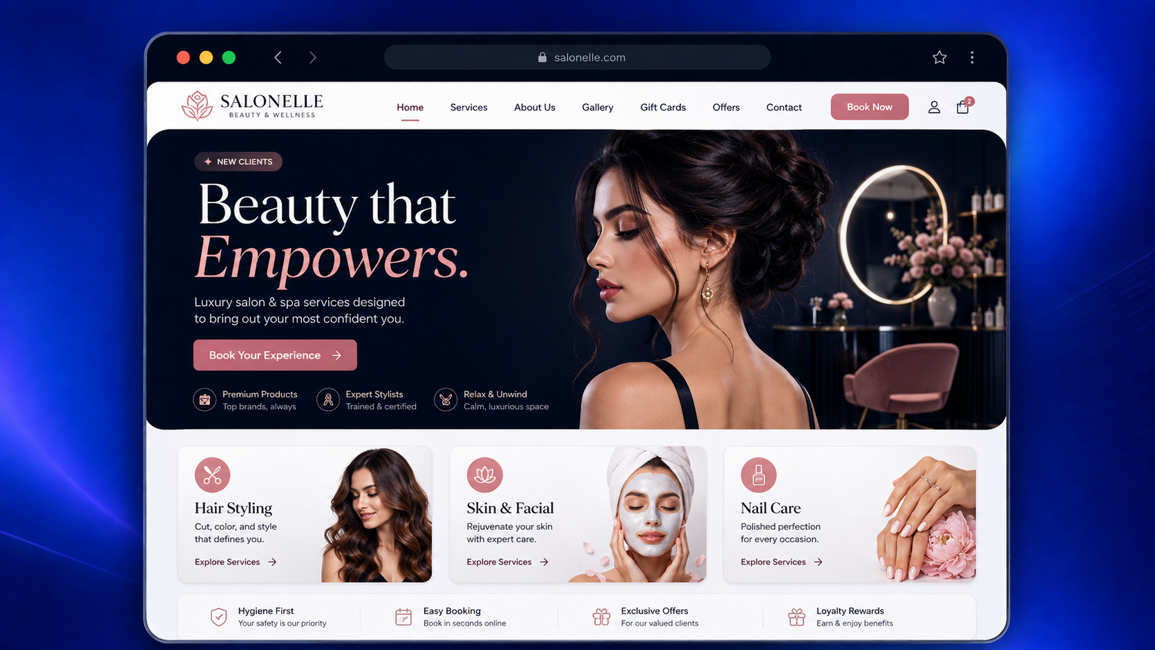 Salon website template created using ChatGPT